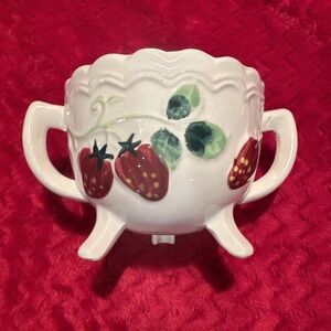 Vintage Rare Find Strawberry Design Ceramic Sugar Bowl